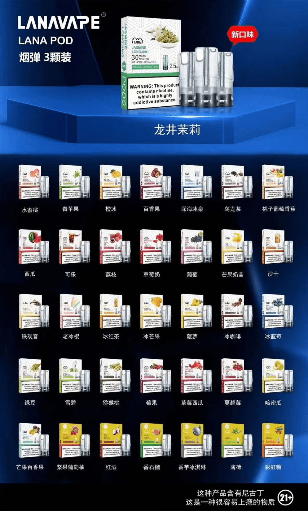  Lana 拉娜電子煙彈 32 種口味全系列對照表 - 可發光設計 - 完美適配一代通用主機-台灣現貨- 7-11 取貨付款